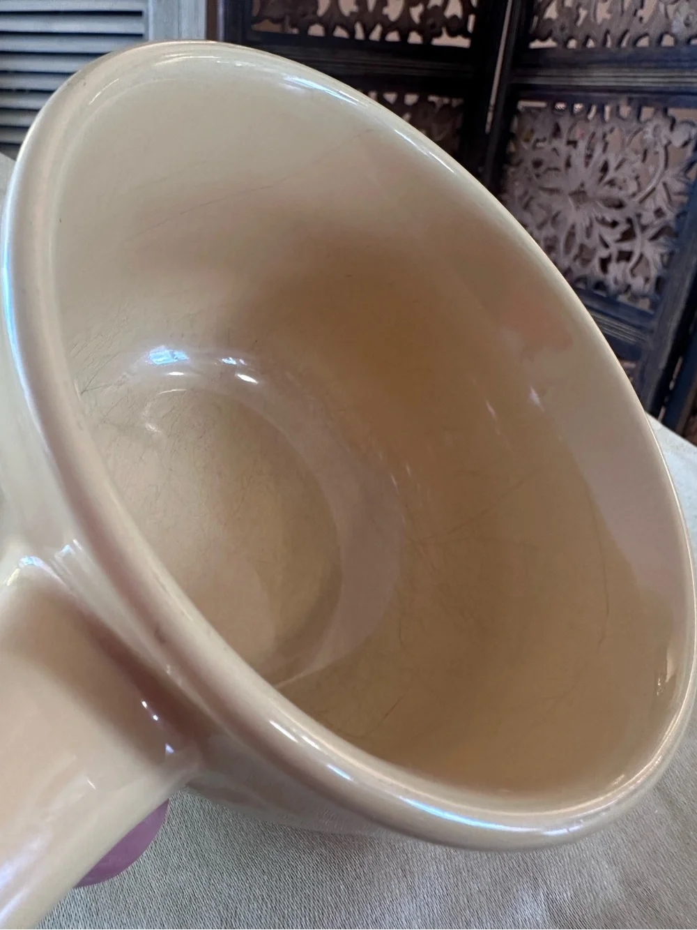 Longaberger Woven Traditions Stoneware Chili / Soup / Chowder Bowl w/ Handle.